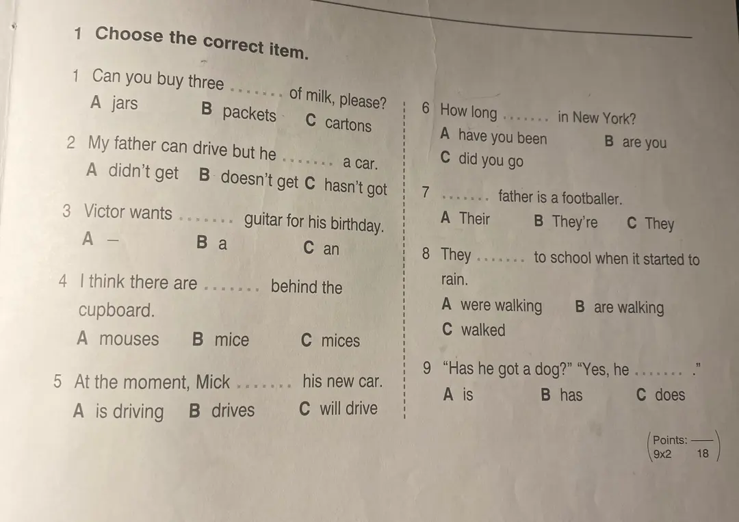 Choose the correct item