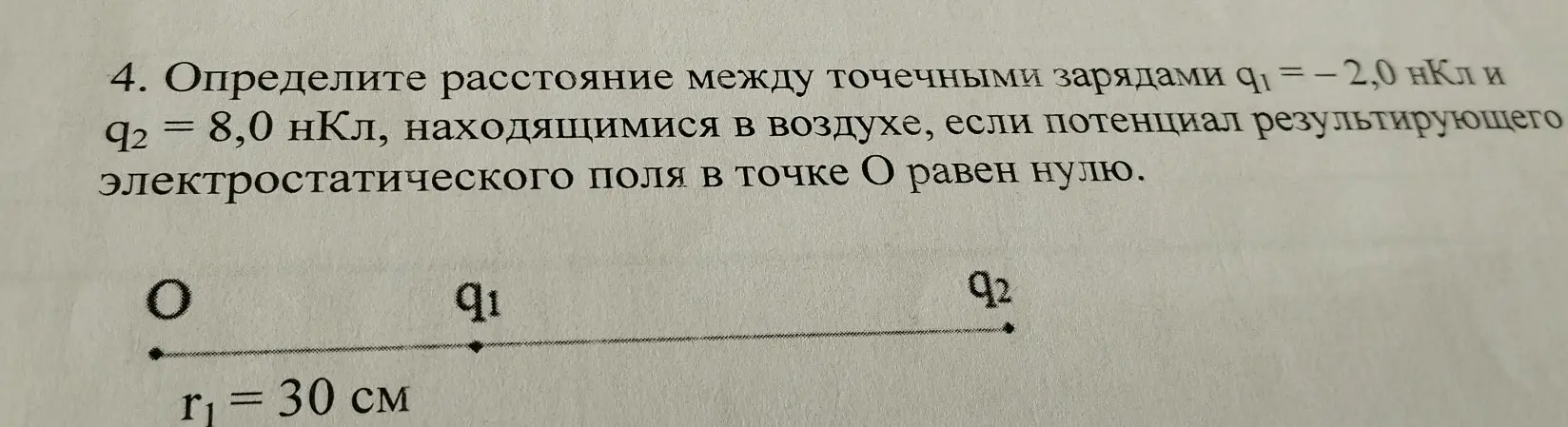 Определите расстояние между точечным зарядом
