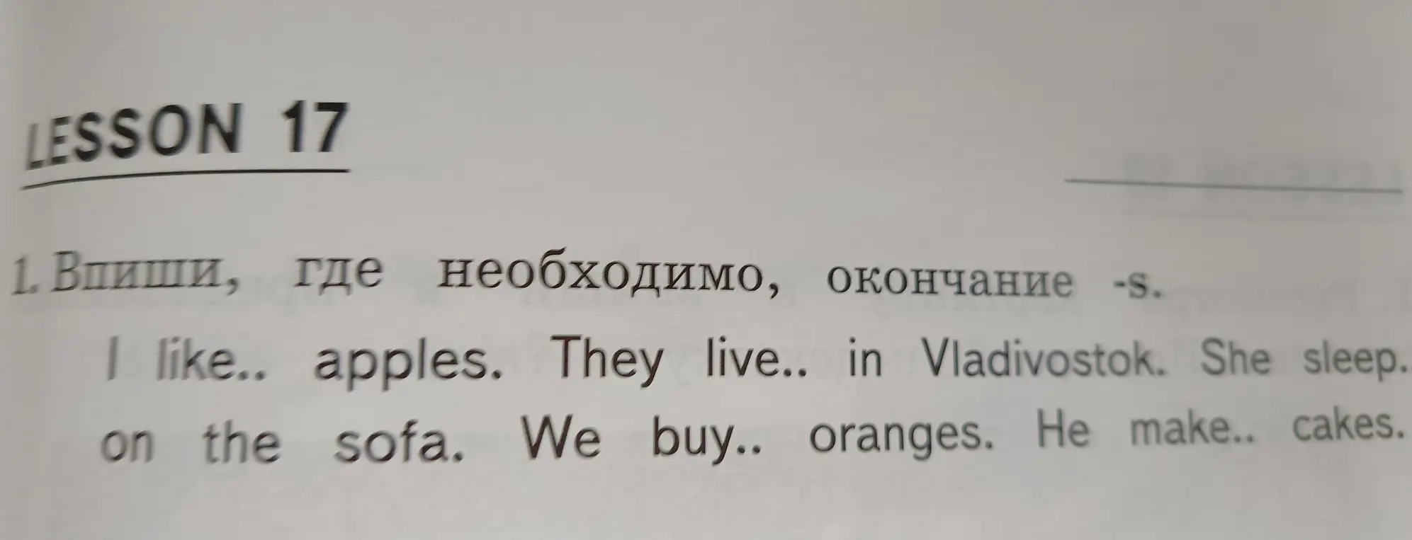 Впиши где не обходимо, окончание -s.