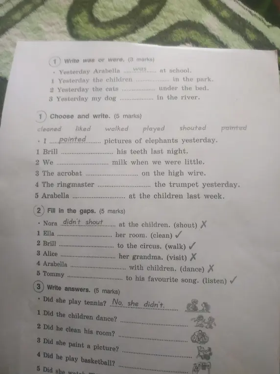 1 write was or were 1 Choose and write 2 Fill in the gaps 3 Write answers