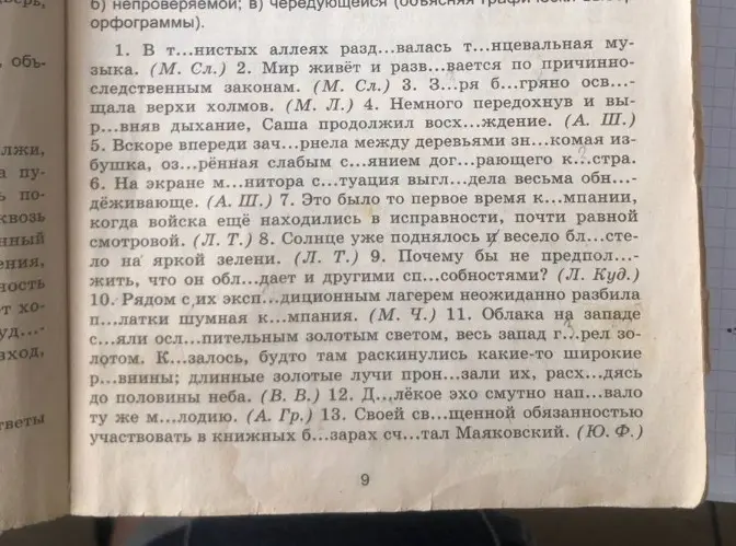 В пятом упражнении Какие буквы в пропущенных словах