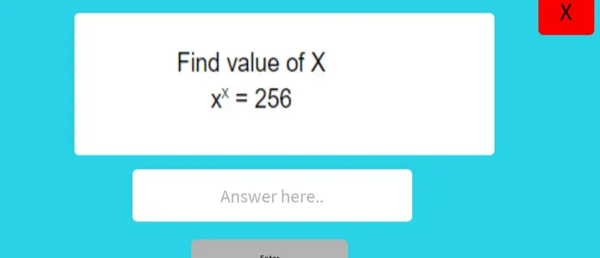 Реши уравнение x^x = 256