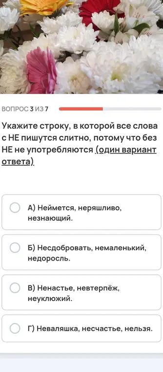 Укажи строку, в которой все слова с НЕ пишутся слитно, потому что без НЕ не употребляются (один вариант ответа).