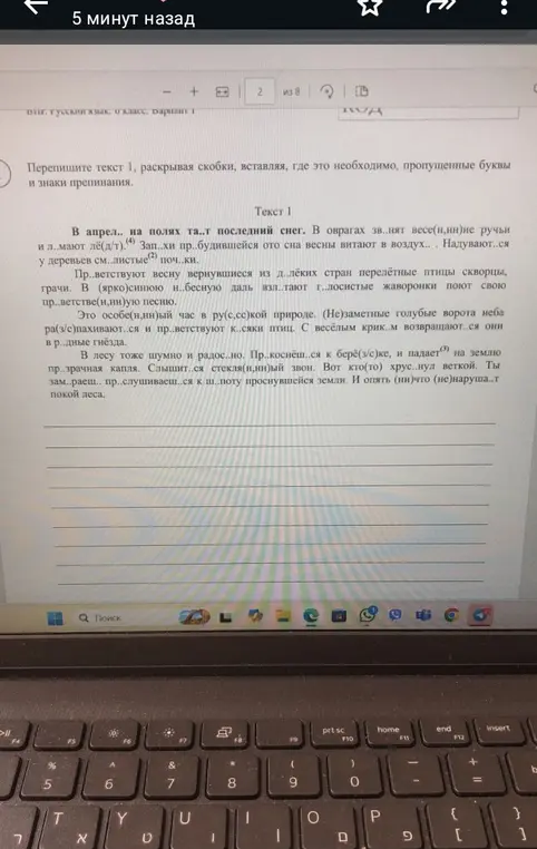Списать текст по русскому
