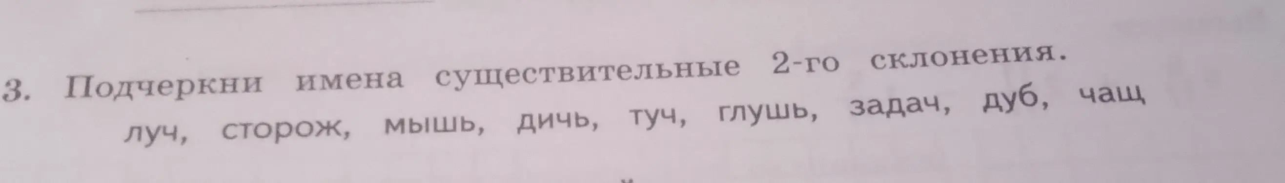 Подчеркни имена существительные 2-го склонения в списке слов
