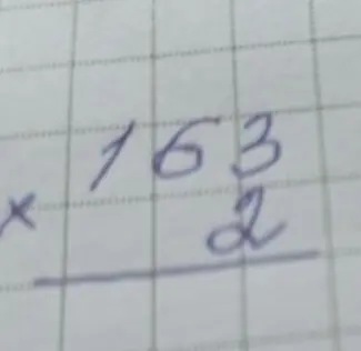 Реши умножение столбиком 163 на 2