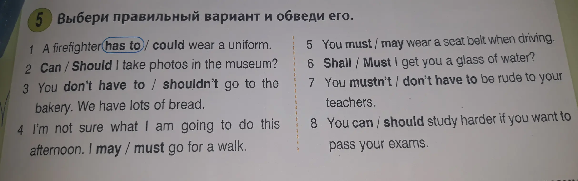 Выбери правильный вариант и обведи его