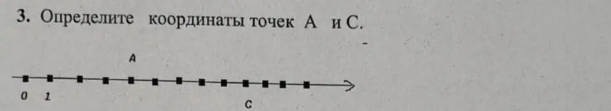 Определи координаты точек А и С на числовой прямой.
