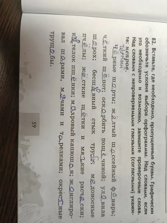 Вставь пропущенные буквы в слова, обозначь условия выбора орфограммы и запиши проверочные слова
