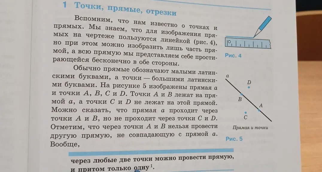 Прочитай текст про точки, прямые и отрезки