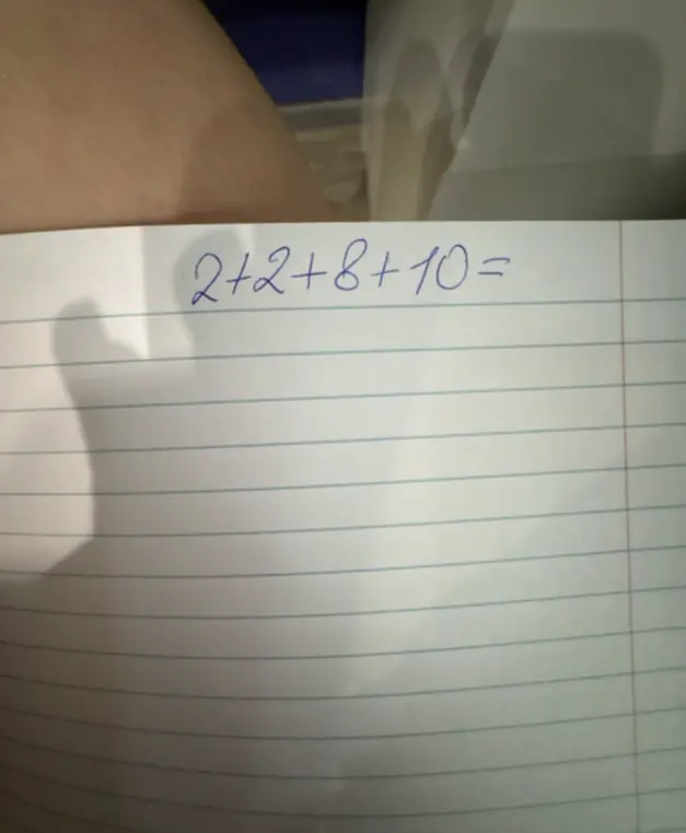 Посчитай выражение 2+2+8+10=