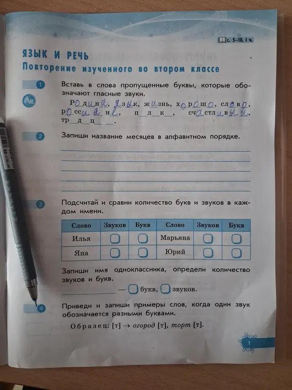 Вставь в слова пропущенные буквы, которые обозначают гласные звуки.