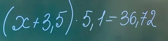 Реши уравнение (x+3,5) · 5,1 = 36,72
