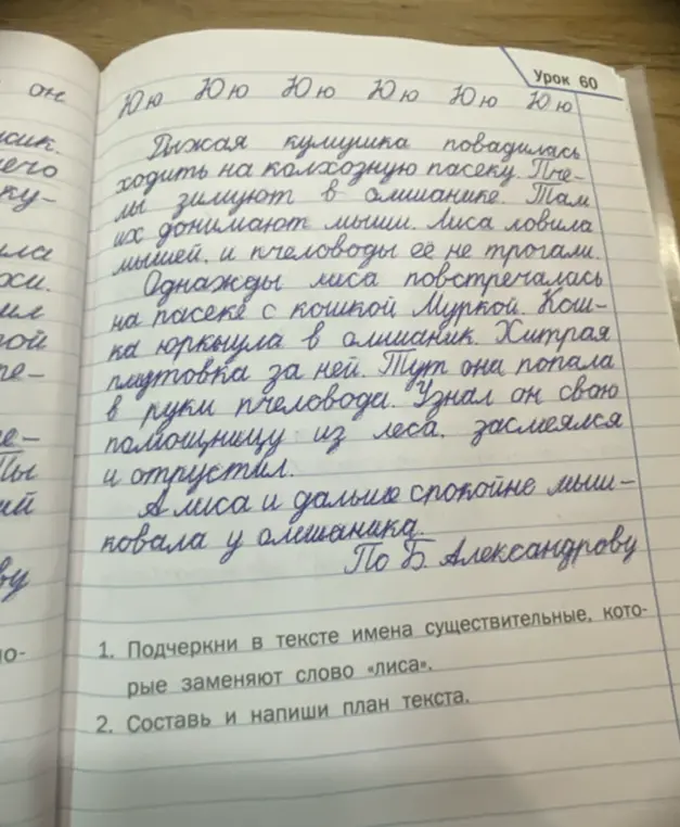 Подчеркни в тексте имена существительные, которые заменяют слово «лиса».