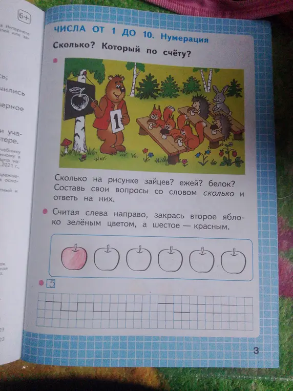 Сколько на рисунке зайцев, ежей, белок?
