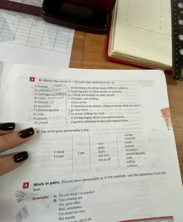 Соедини слова (1–10) с их значениями (a–j).