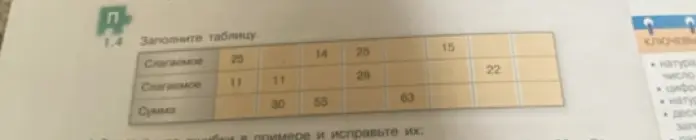Заполни таблицу