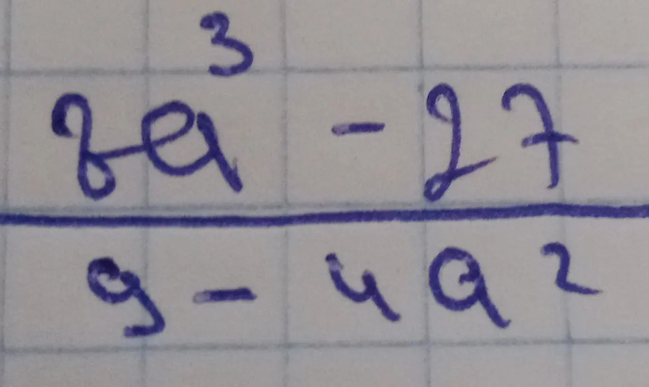 Упрости выражение $\frac{3a^3 - 27}{9 - 3a^2}$