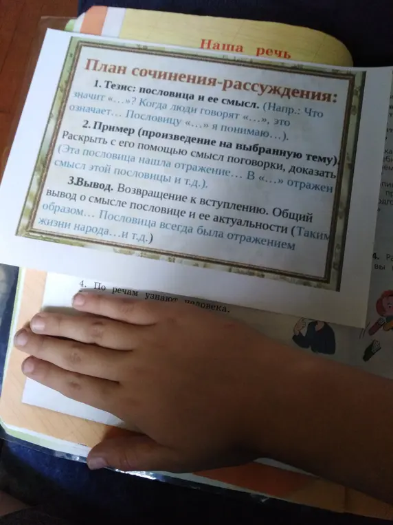 Объясни план сочинения-рассуждения по русскому языку