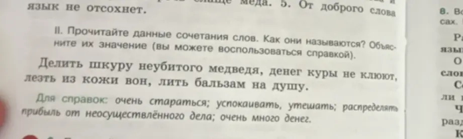 Прочитай данные сочетания слов, как они называются? Объясни их значение, воспользовавшись справкой.