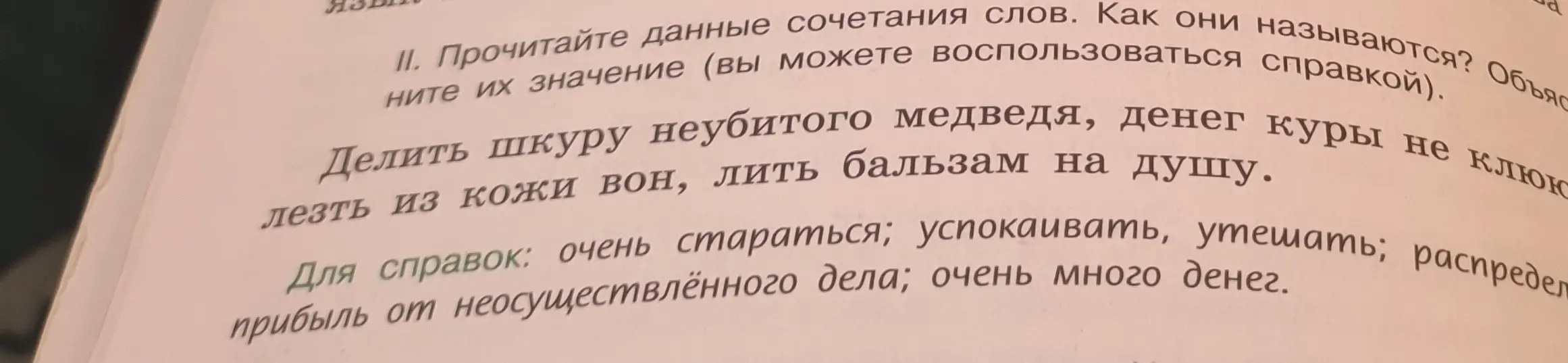 Прочитай данные сочетания слов. Как они называются? Объясни их значение