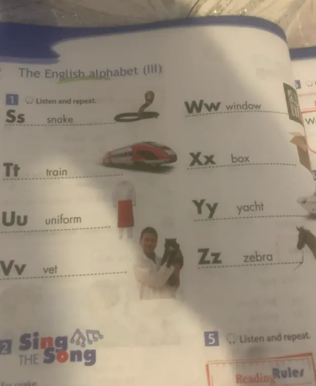 Прочитай и переведи слова, которые начинаются на буквы S, T, U, V, W, X, Y, Z