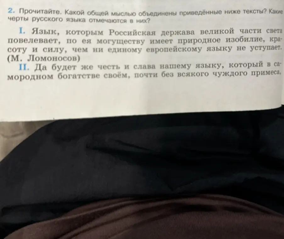 Какой общей мыслью объединены приведённые ниже тексты и какие черты русского языка отмечаются в них?