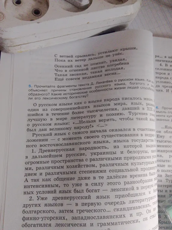 Прочитай фрагменты текста Д. Лихачёва о русском языке. Какие причины становления русского языка, богатого и образного? Какие исторические особенности жизни людей способствовали его лексическому богатству?
