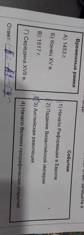 Соотнеси события с их временными рамками