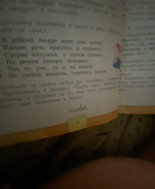 Прочитай пословицы о языке и речи, объясни их смысл, а затем выбери две и составь по ним сочинение.