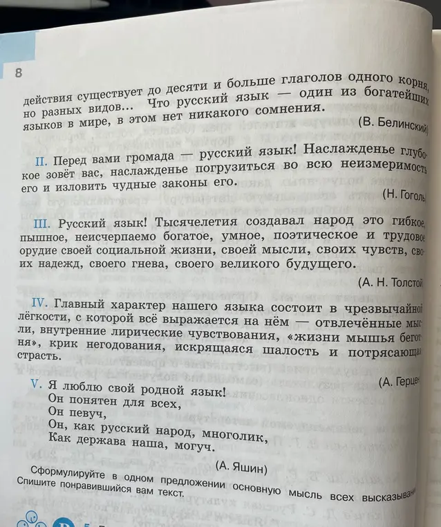 Сформулируй в одном предложении основную мысль всех высказываний и спиши понравившееся высказывание