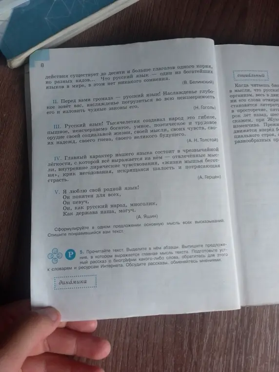 Прочитай и объясни, какой общей мыслью объединены эти высказывания про русский язык?