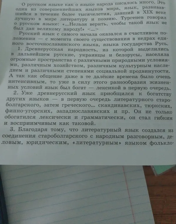 Составь план по тексту о русском языке