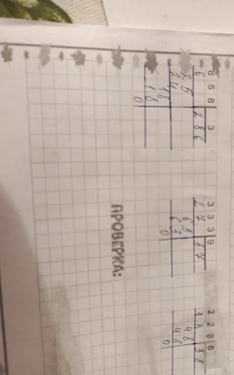 Проверь, пожалуйста, правильно ли я решил деление в столбик.