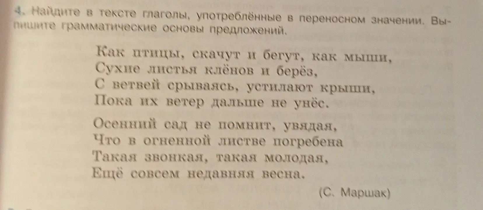 Найди в тексте глаголы, употреблённые в переносном значении и выпиши грамматические основы предложений.
