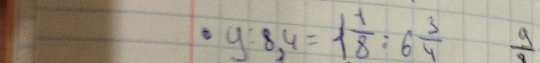 Реши уравнение y : 8,4 = 1/8 : 6 3/4