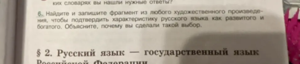 Найди и запиши фрагмент из любого художественного произведения, чтобы подтвердить характеристику русского языка как развитого и богатого и объясни, почему я сделала такой выбор.