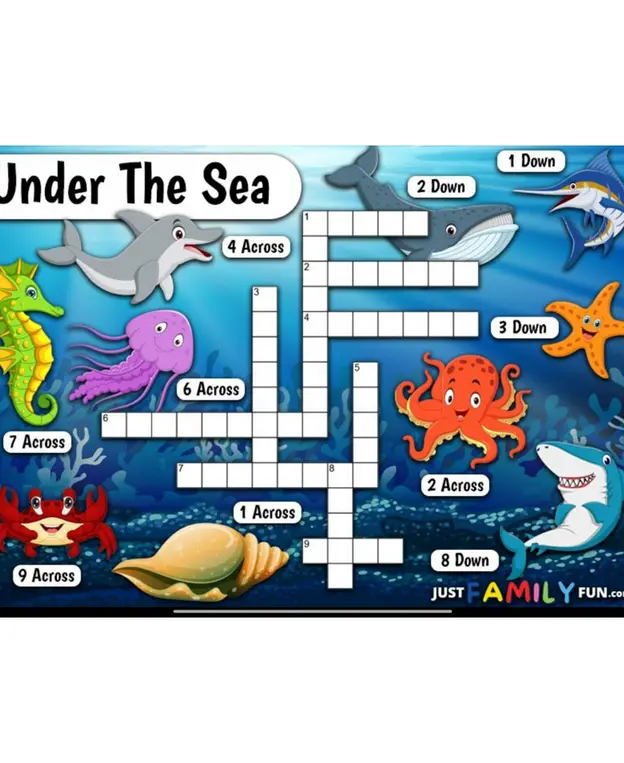 Реши кроссворд 'Under The Sea'.