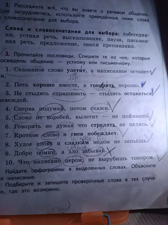 Найди орфограммы в выделенных словах и подбери к ним проверочные слова