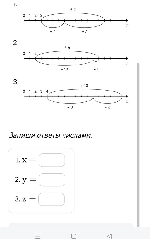 Найди значение x, используя числовую прямую