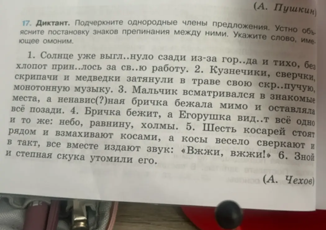 Подчеркни однородные члены предложения и объясни постановку знаков препинания между ними.
