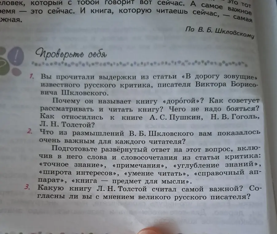 Почему В. Б. Шкловский называет книгу «дорогой»?