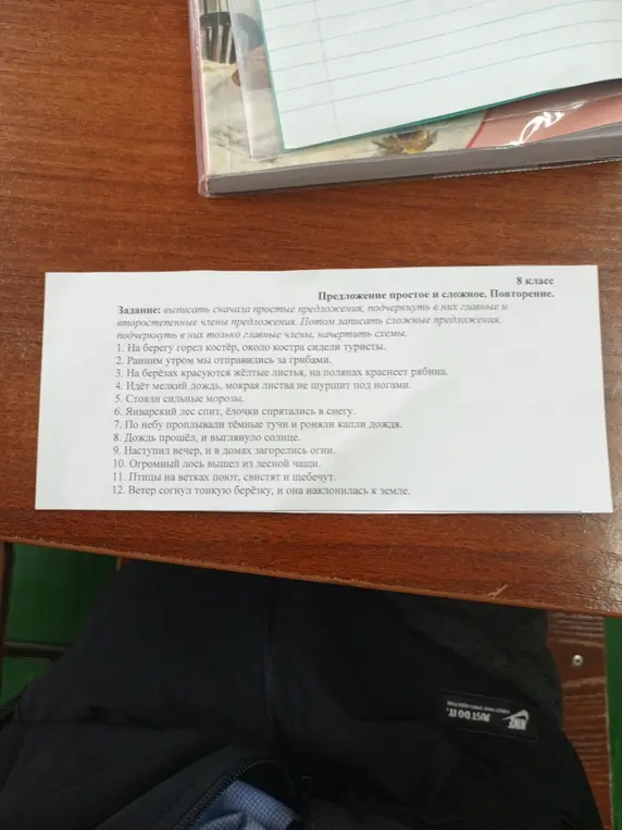 Выпиши сначала простые предложения, подчеркни в них главные и второстепенные члены предложения.