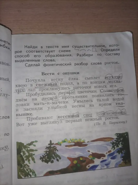 Найди в тексте имя существительное, которое соответствует схеме ¬⌒^□.