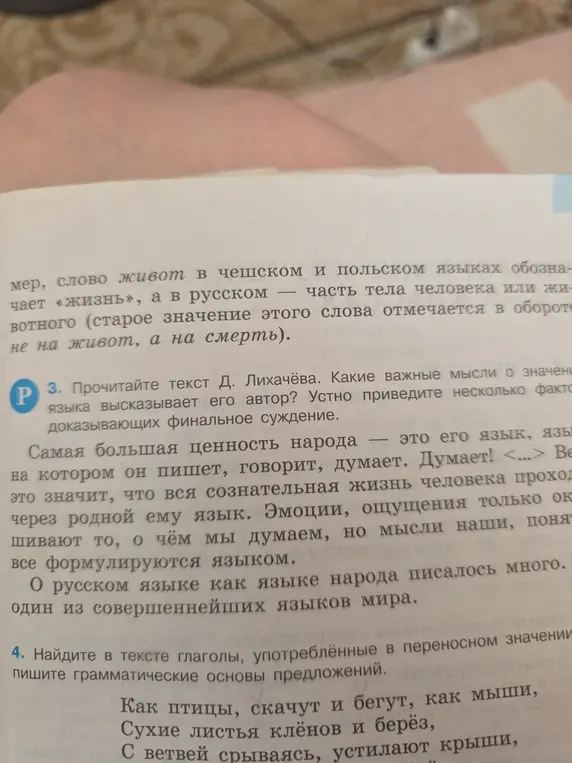 Прочитайте текст Д. Лихачёва. Какие важные мысли о значении языка высказывает его автор?