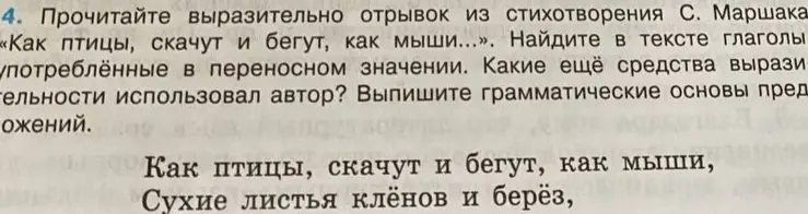 Найдите в тексте глаголы, употреблённые в переносном значении.