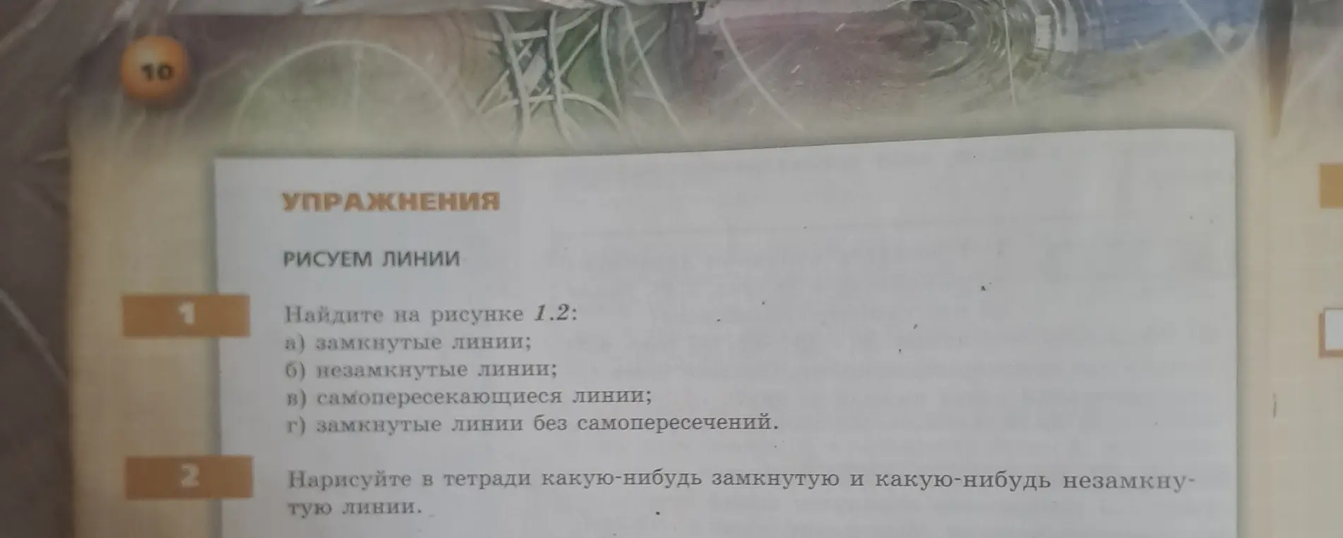 Найдите на рисунке 1.2: а) замкнутые линии;