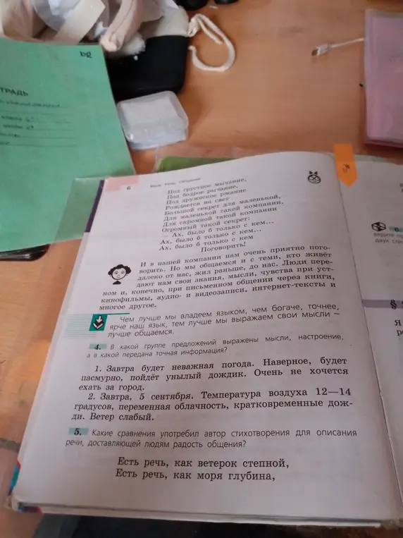В какой группе предложений выражены мысли, настроение, а в какой передана точная информация?