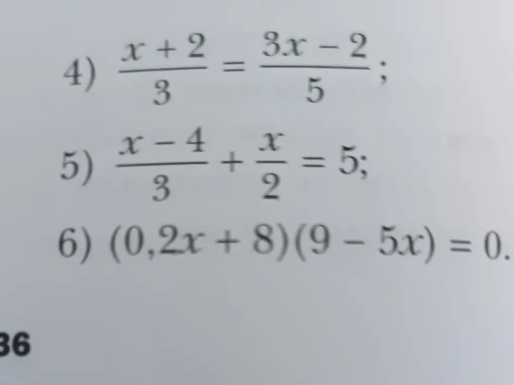 Реши уравнение (x+2)/3 = (3x-2)/5