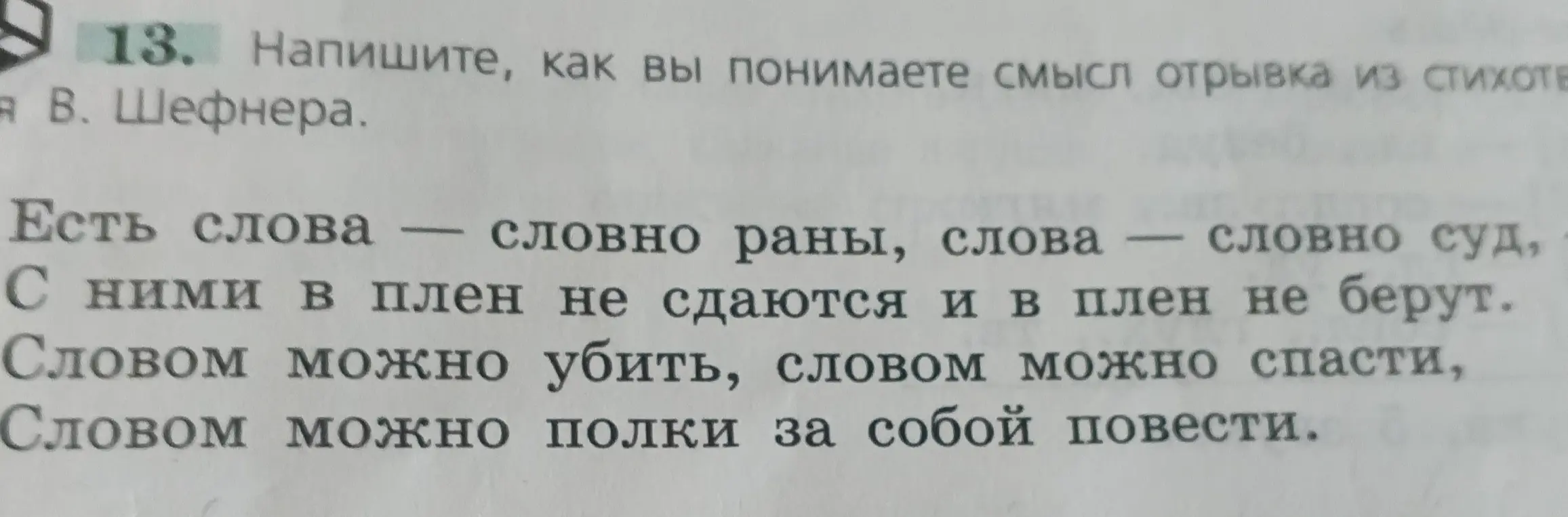 Напишите, как вы понимаете смысл отрывка из стихотворения В. Шефнера.